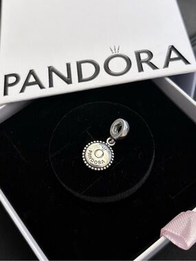 Pandora Silver Round Logo Dangle Charm